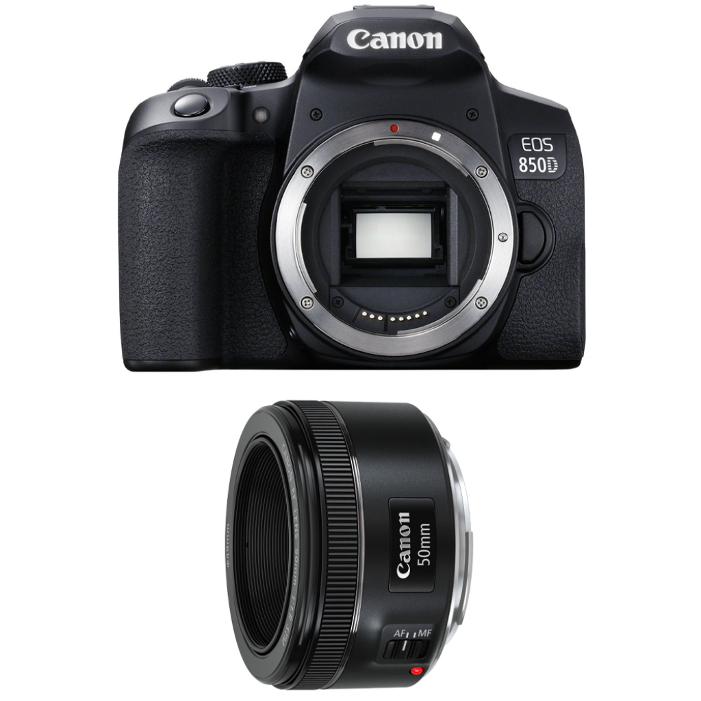 Canon Zestaw EOS 850D body + EF 50 f/1,8 STM (w magazynie!) - Dostawa GRATIS!