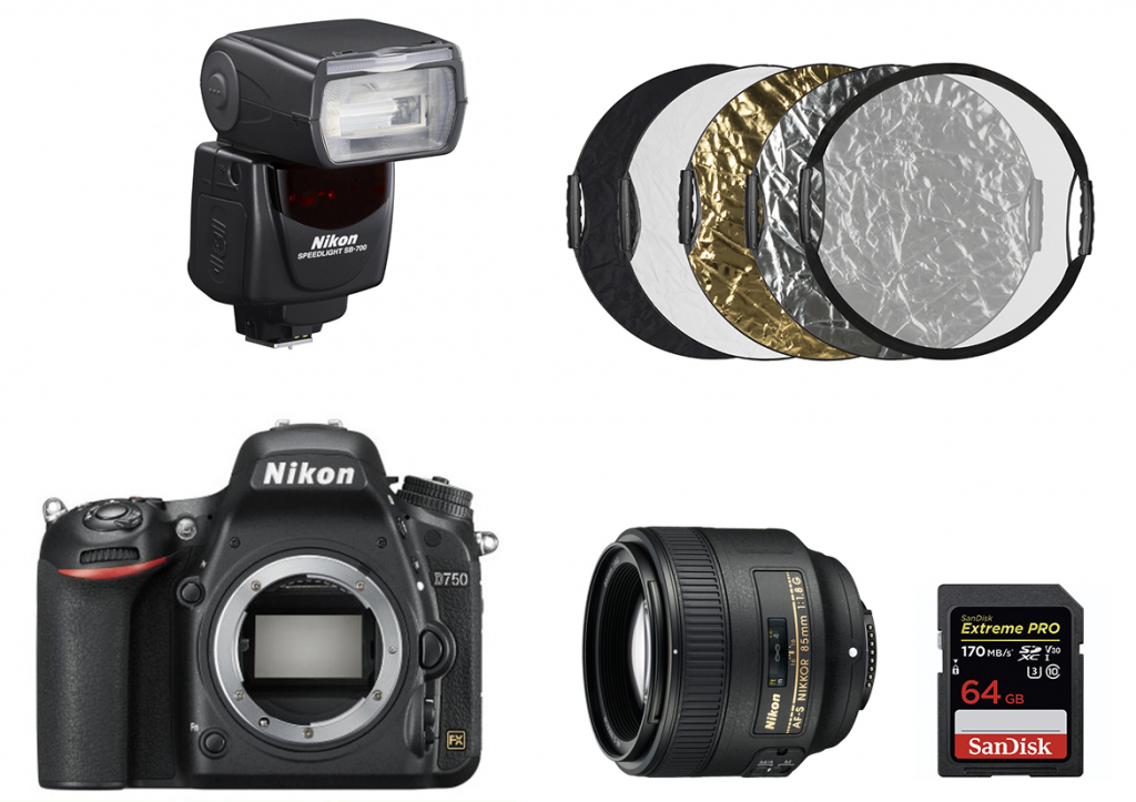 Nikon D750 + ob.85mm f/1.8G + lampa SB-700 + karta 64GB + blenda - zestaw do fotografii portretowej - Dostawa GRATIS!