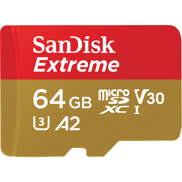 Sandisk MICRO SD 64GB EXTREME (microSD XC) 160MB/s C10 UHS-I U3, V30, A2 + SD ADAP. + RESCUE PRO DELUXE (w magazynie!)