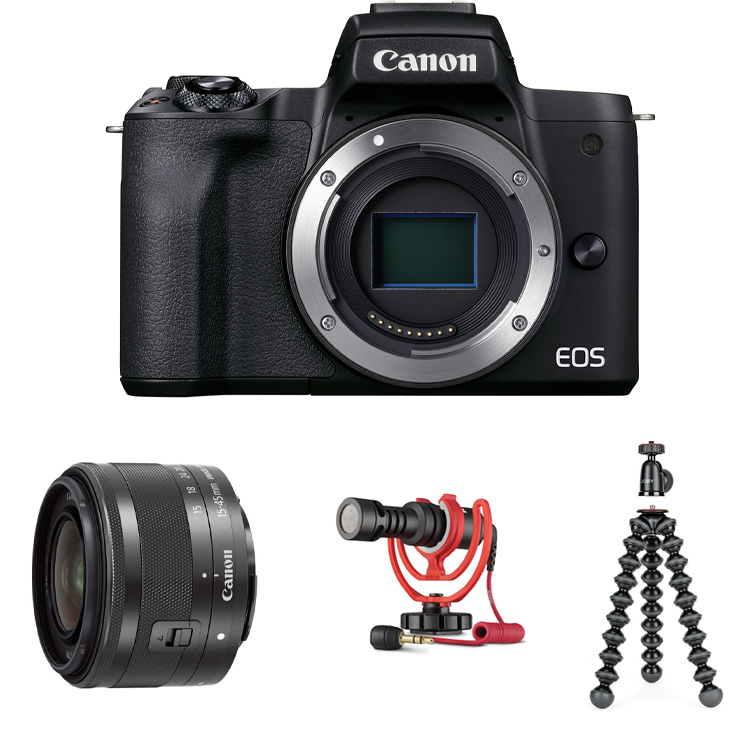 Canon EOS M50 Mark II Vlogger kit (w magazynie!) - Dostawa GRATIS! Statyw lub mikrofon za 100 zł