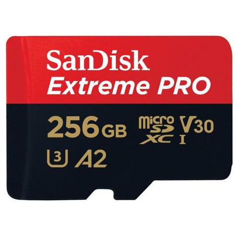 Sandisk microSDXC 256 GB Extreme Pro 170MB/s A2 UHS-I C10 + Adapter SD (wysyłamy 1-2 dni)