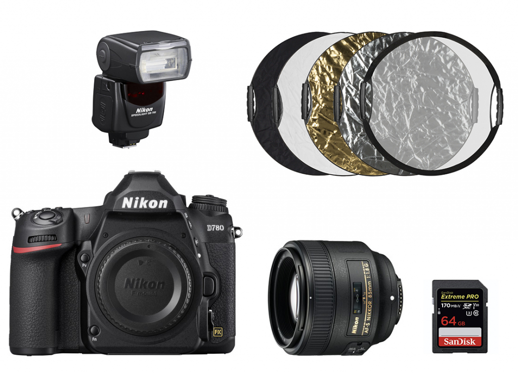 Nikon D780 + ob.85mm f/1.8G + lampa SB-700 + karta 64GB + blenda - zestaw do fotografii portretowej (w magazynie!) - Dostawa GRATIS!