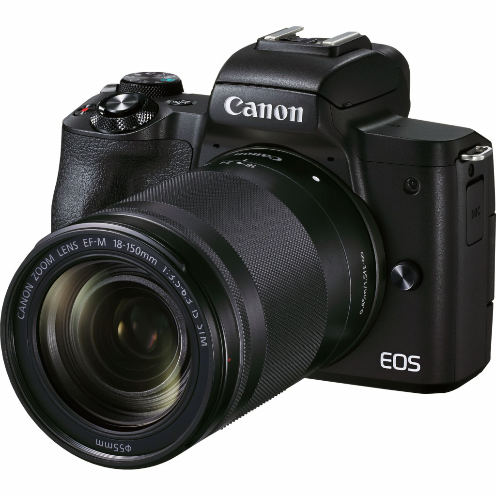 Canon EOS M50 Mark II czarny + ob. 18-150 F3.5-6.3 (w magazynie!) - Dostawa GRATIS! Statyw lub mikrofon za 100 zł