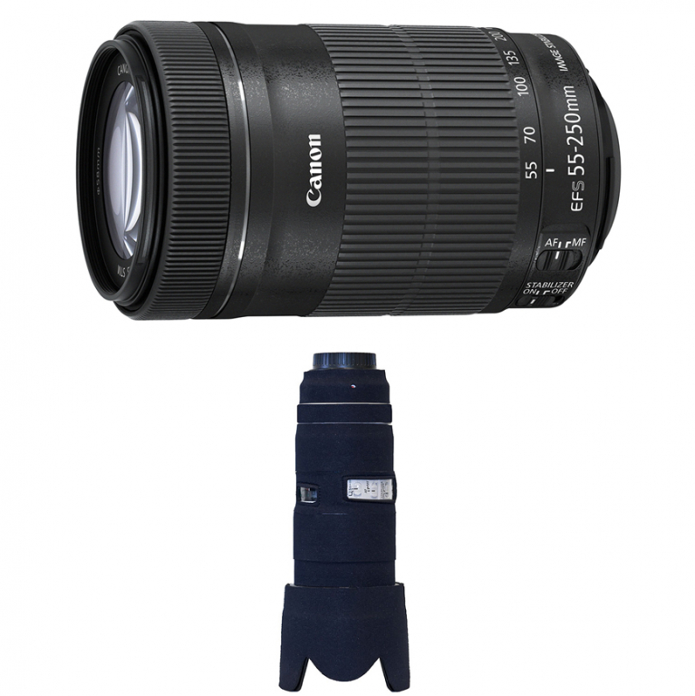 Canon zestaw 55-250 mm f/4-f/5.6 EF-S IS STM + osłona LensCoat czarny - Dostawa GRATIS!