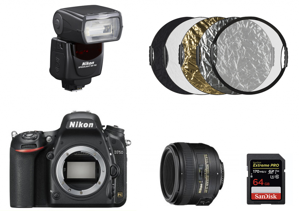 Nikon D750 + ob.50mm f/1.4G + lampa SB-700 + karta 64GB + blenda -zestaw do fotografii portretowej - Dostawa GRATIS!