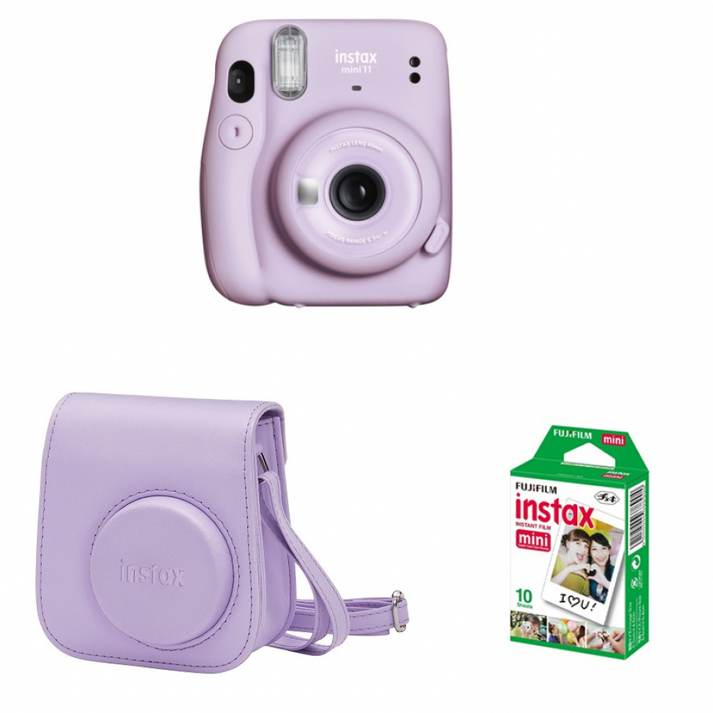 FujiFilm Instax Small BOX Mini 11 fioletowy + wkład 10szt + pokrowiec (w magazynie!)