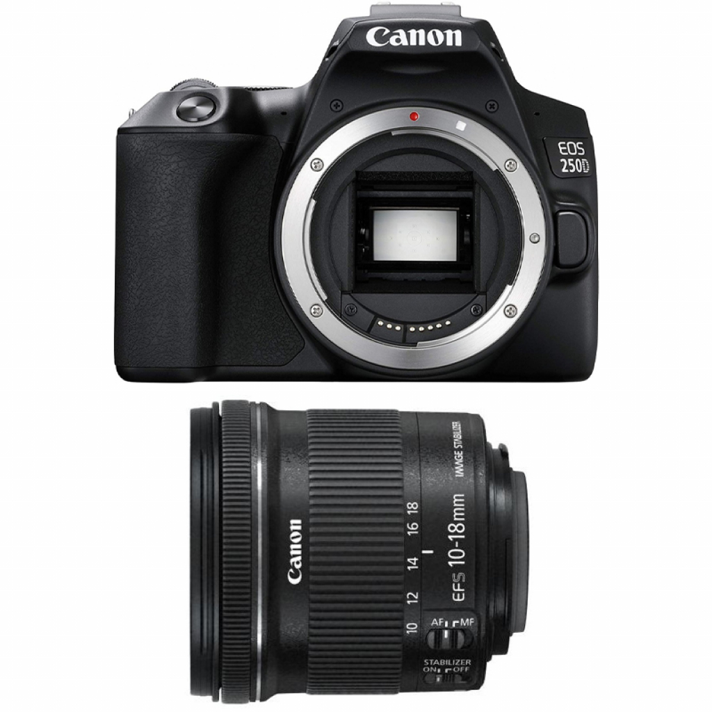 Canon Zestaw EOS 250D body + EF-S 10-18 mm f/4.5-5.6 IS STM (w magazynie!) - Dostawa GRATIS!