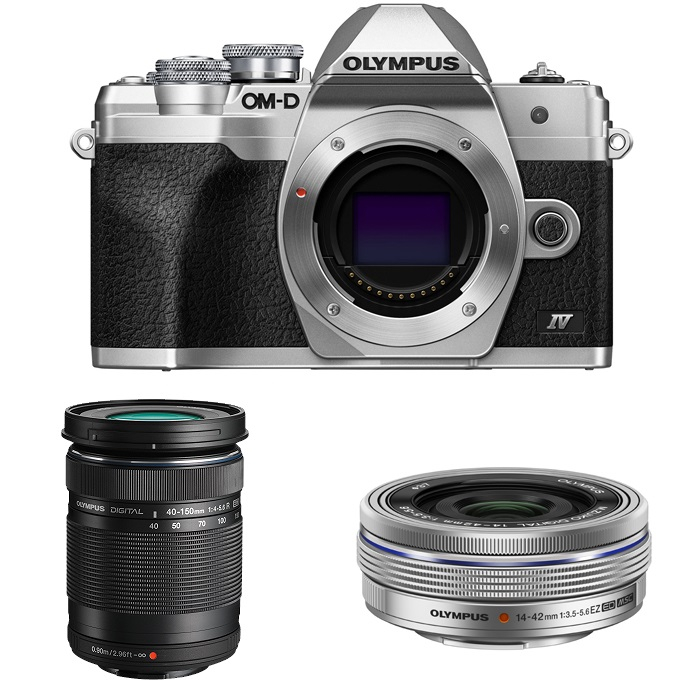 Olympus OM-D E-M10 Mark IV + ob. 14-42 EZ + ob. 40-150 srebrny (w magazynie!) - Dostawa GRATIS!