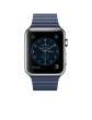  zegarki inteligentne Apple Watch 42 mm ze stali nierdzewnej z paskiem skórzanym w kolorze nocnego błękitu (M) Przód