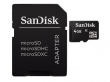 Karta pamięci Sandisk microSDHC 4 GB + adapter SD Przód