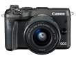 Aparat cyfrowy Canon EOS M6  + ob. 15-45 IS STM + ob. 55-200 IS STM czarny Tył