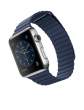  zegarki inteligentne Apple Watch 42 mm ze stali nierdzewnej z paskiem skórzanym w kolorze nocnego błękitu (M) Góra