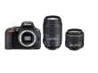 Lustrzanka Nikon D5500 czarny + ob. 18-55 VR II + 55-300 VR CASHBACK Przód
