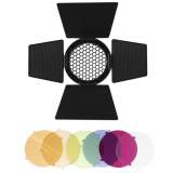 GlareOne Wrota G Barndoor Kit z gridem i filtrami kolorowymi