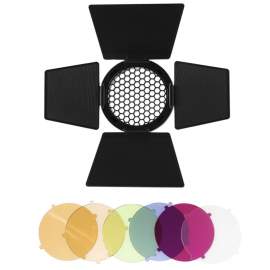 GlareOne Wrota G Barndoor Kit z gridem i filtrami kolorowymi