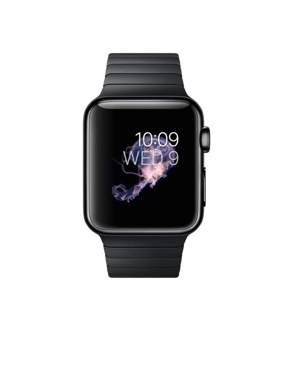 Apple Watch 42 mm ze stali nierdzewnej w kolorze gwiezdnej czerni z bransoletą panelową ze stali nierdzewnej w kolorze gwiezdnej czerni