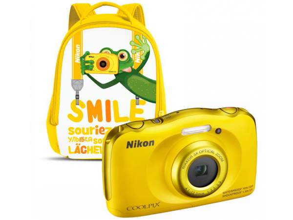 Aparat cyfrowy Nikon Coolpix S33 żółty + plecak