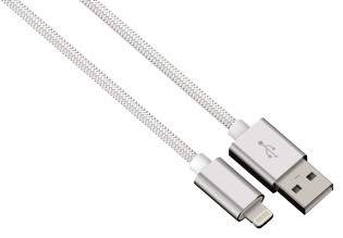Hama kabel color line, lightning aluminium, 1m biały (MFI)