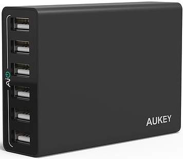 Aukey PA-U14 Black Ładowarka sieciowa 50W 10A 6xUSB AiPower