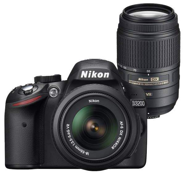 Lustrzanka Nikon D3200 czarny + 18-55 VR + 55-300 VR