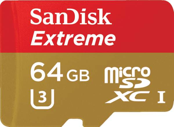Karta pamięci Sandisk microSDXC 64GB Extreme 90MB/s U3 UHS-I + SD Adapter do kamer sportowych