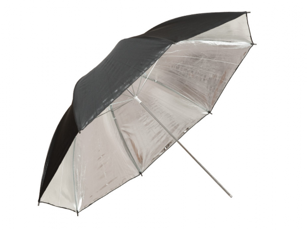 Parasol Funsports srebrny z czarną czaszą 73 cm, jednopowłokowy