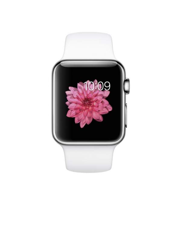 Apple Watch 42 mm ze stali nierdzewnej z paskiem sportowym w kolorze białym