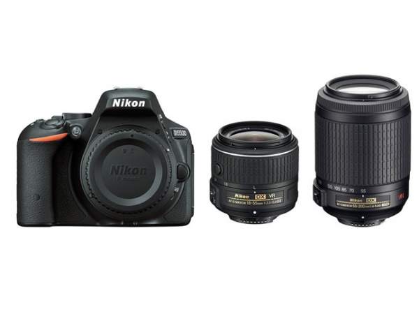 Lustrzanka Nikon D5500 czarny + ob. 18-55 VR II + 55-200 VR