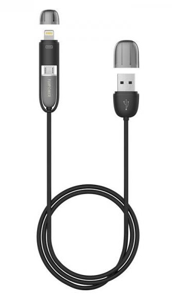 fujipower Kabel ze złączem Micro USB & Lightning 1MT czarny