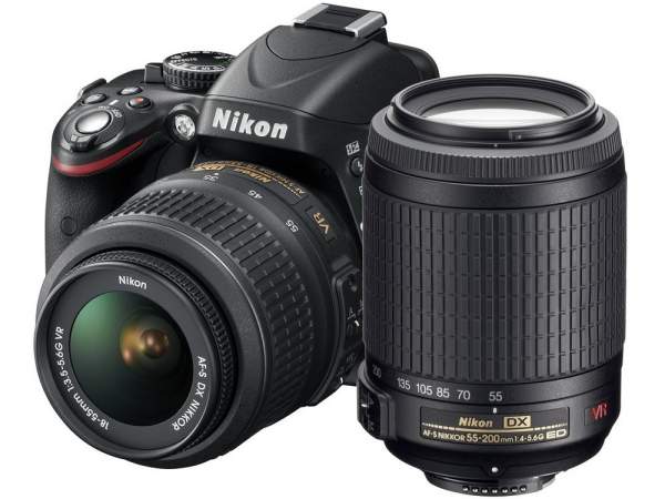 Lustrzanka Nikon D3200 czarny + 18-55 VR + 55-200 VR