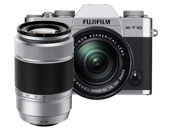 Aparat cyfrowy FujiFilm X-T10 srebrny + ob. 16-50 mm + 50-230 mm
