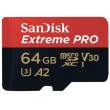 Sandisk microSDXC 64 GB Extreme Pro 200MB/s A2 C10 V30 UHS-I U3 + adapter