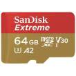 Sandisk microSDXC 64 GB Extreme Sport 170MB/s A2 C10 V30 UHS-I U3 + adapter