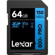 Lexar SDXC 800x Pro UHS-I cards, C10 V30 U3, R150, 64GB