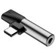 Zasilanie mobilne kable i adaptery Baseus Adapter Audio Baseus L41 USB-C do Mini Jack 3.5mm + USB-C srebrnyPrzód