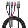  Zasilanie mobilne kable i adaptery Baseus Kabel USB Fast 4w1 2xUSB-C / Lightning / Micro 3,5A 1,2m (czarny) Przód