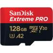 Karta pamięci Sandisk microSDXC 128GB EXTREME PRO 170MB/s UHS-I U3 C10 V30 A2 + adapter SD Przód