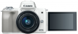 Aparat cyfrowy Canon EOS M50 + ob. EF-M 15-45 mm biały Tył