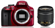 Lustrzanka Nikon D3400 + ob. 18-55mm f/3.5-5.6G VR czerwony Przód