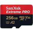 Karta pamięci Sandisk microSDXC 256 GB Extreme Pro 200MB/s A2 C10 V30 UHS-I U3 + adapter Przód