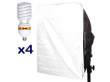Lampa Funsports z softboxem 4-świetlówkowym Powerlux RC-574 50x70 cm + 4x świetlówka 85W 6500K Przód