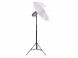 Lampa studyjna Funsports Powerlux VLS-201P - lampa VL-200 + statyw + parasolka Przód