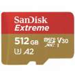 Karta pamięci Sandisk microSDXC 512 GB Extreme 190MB/s A2 C10 V30 UHS-I U3 + adapter Przód