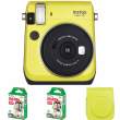  Instax / Polaroid FujiFilm Instax BOX Mini 70 żółty +  pokrowiec + wkład 20szt Przód