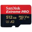 Karta pamięci Sandisk microSDXC 512 GB Extreme Pro 200MB/s A2 C10 V30 UHS-I U3 + adapter Przód