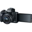 Aparat cyfrowy Canon EOS M50 + ob. EF-M 15-45 mm f/3.5-6.3 + ob. EF 50 mm  f/1.8 + adapter EF-EOS M Tył