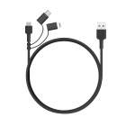  Aukey  CB-BAL5 3w1 ultraszybki Quick Charge micro USB | USB C | Lightning CZARNY