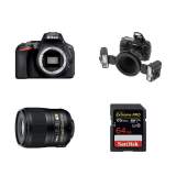 Nikon D5600 + ob.60 mm f/2.8G ED AF-S Micro + lampa SB-R1 + SDXC 64 GB Zestaw do fotografii stomatologicznej