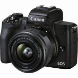 Canon EOS M50 Mark II czarny + ob. 15-45 F3.5-6.3 + ob. 55-200 