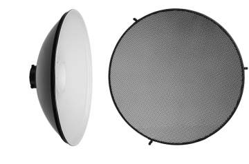 GlareOne Czasza Beauty Dish 40 cm, biała, mocowanie Bowens + grid